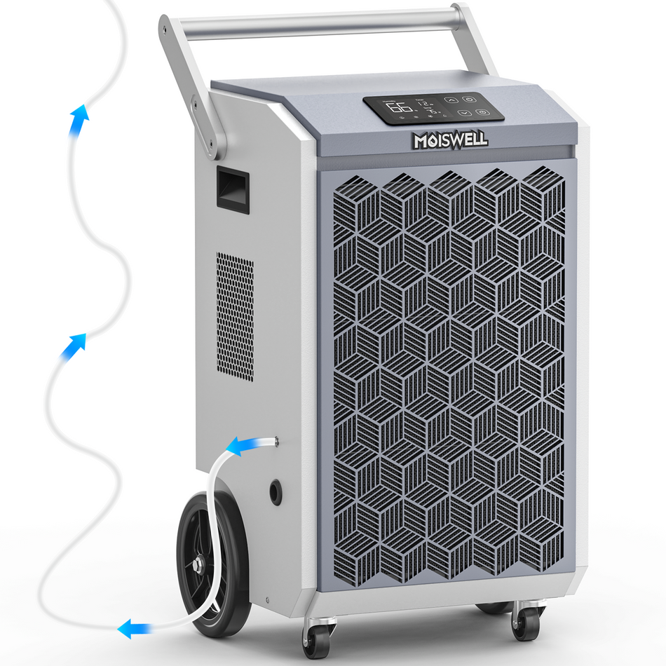 200 Pints Commercial Dehumidifier with Pump and Drain Hose for Basements | MOISWELL Pioneer-XII