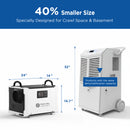 155 Pints Commercial Dehumidifier with Pump and Drain Hose for Crawlspace & Basement | MOISWELL Defender MP145