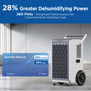 260 Pints Commercial Dehumidifier with Pump and Drain Hose for Basements | MOISWELL Pioneer-XIII