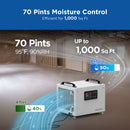 70 Pints Commercial Dehumidifier with Pump for Basement & Home | MOISWELL Defender SP60