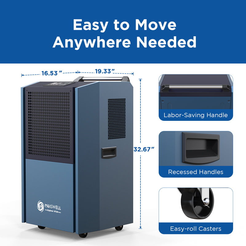 250 Pints Commercial Dehumidifier with Pump for Large Spaces |MOISWELL Explorer VP250