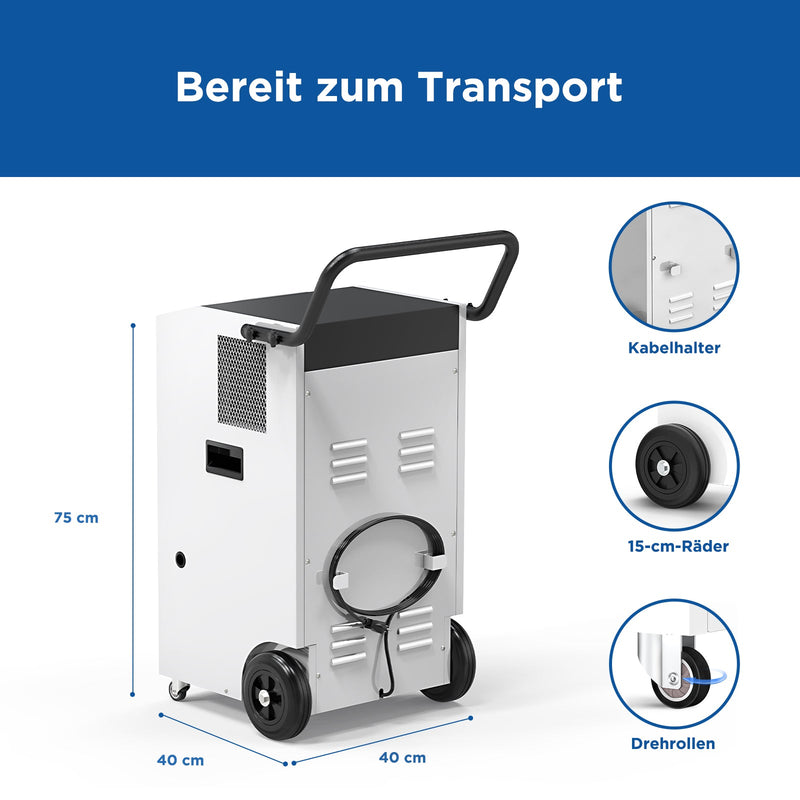 80-Liter Gewerbe-Entfeuchter mit Pumpe und Ablaufschlauch | MOISWELL Explorer DE70