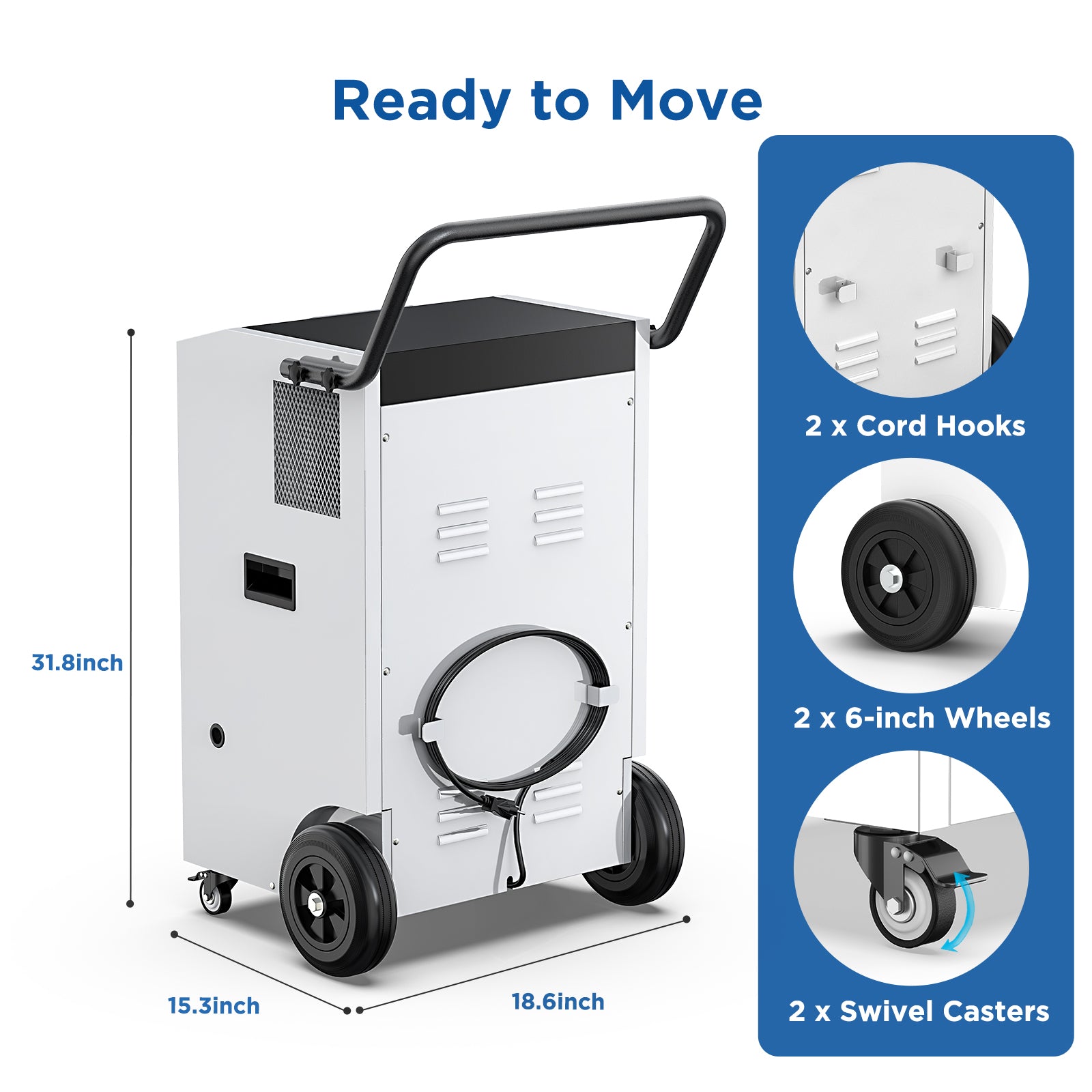 240 Pints Commercial Dehumidifier with Pump and Drain Hose | MOISWELL Explorer VP240