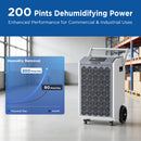 200 Pints Commercial Dehumidifier with Pump and Drain Hose for Basements | MOISWELL Pioneer-XII