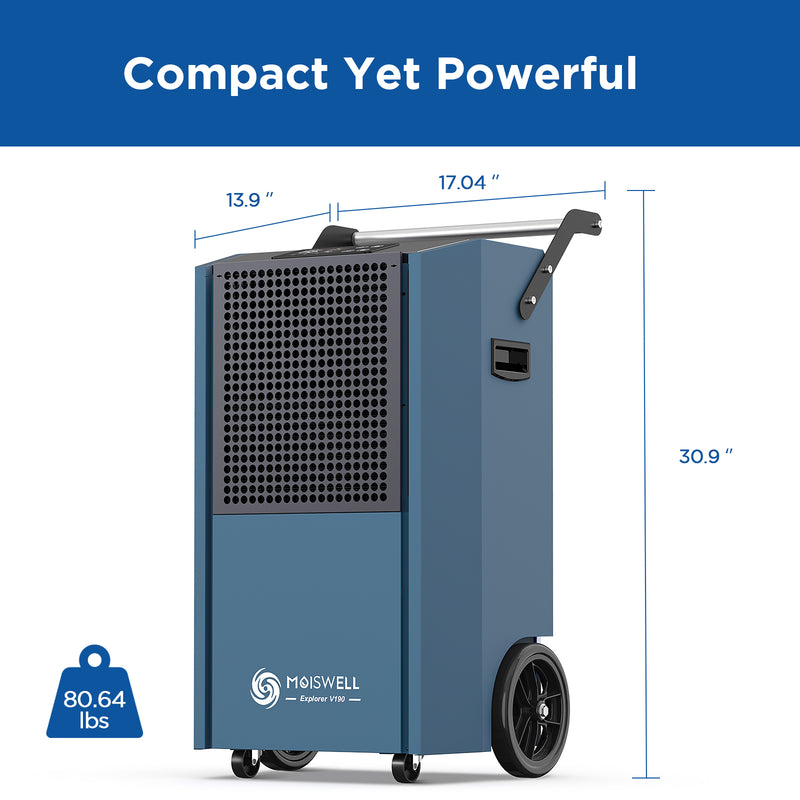 190 Pints Commercial Dehumidifier with Pump for Large Spaces | MOISWELL Explorer V190