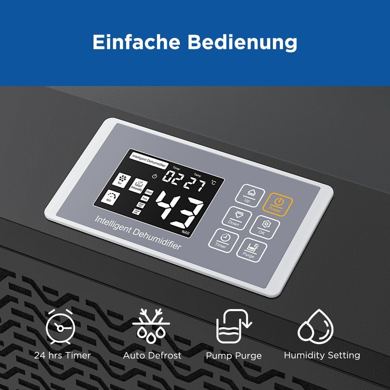 110-Liter Gewerbe-Entfeuchter mit Pumpe und Ablaufschlauch | MOISWELL Explorer DE90